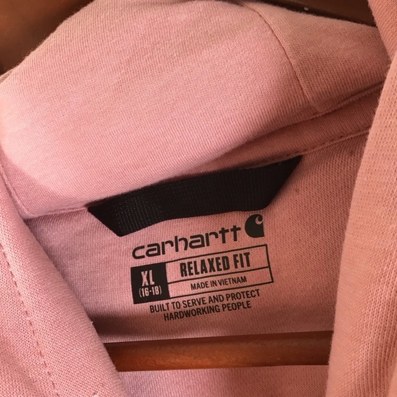 Carhartt Relaxed Fit Midweight Logo Sleeve Hoodie in Foxglove Heather Size XL. - Picture 6 of 9
